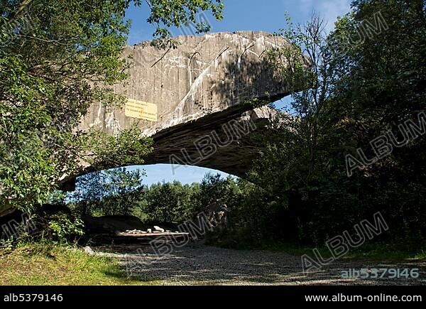Ruins of a bunker built by forced labourers for armament production in the Third Reich in Waldkraiburg, Upper Bavaria, Muehldorf am Inn, Bavaria, Germany, Europe.