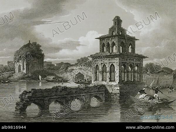 Part of the interior of the city of Dacca; Dhaka; Bangladesh; c. 1820; Historic; digitally restored reproduction from a 19th century original; Asia.