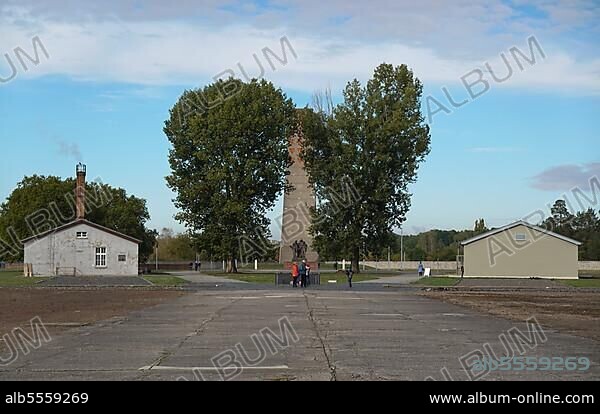 Appellplatz, Obelisk, National Memorial of the GDR from 1961, Sachsenhausen Concentration Camp Memorial and Museum, Oranienburg, Oberhavel County, Brandenburg, Germany, Europe.