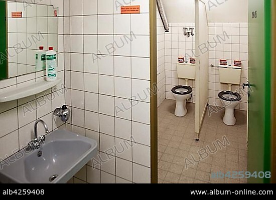 Toilets, Documentation Centre Government Bunker, Bad Neuenahr-Ahrweiler, Rhineland-Palatinate, Germany, Europe.