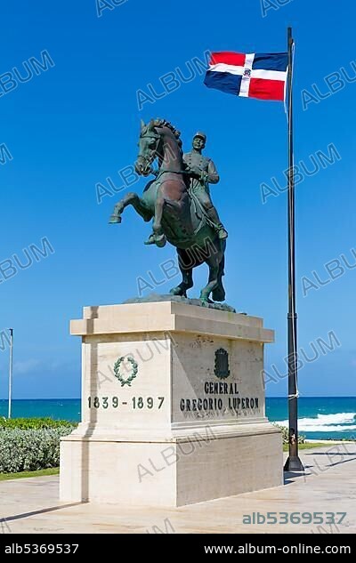 Rider Statue of General Gregorio LuperÃ³n, 1839-1897, Military and State Leader, Puerto Plata, Dominican Republic, Central America.