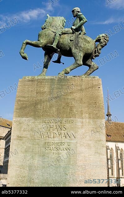 Statue of Hans Waldmann in Zurich, Switzerland, Europe.