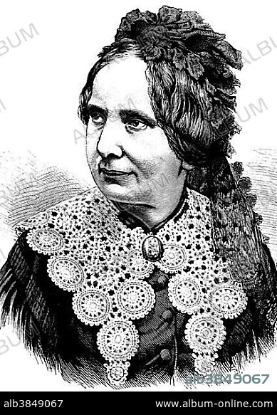 Betty Paoli, 1814 - 1894, an Austrian poet, novelist, journalist and translator, historical engraving, about 1889.