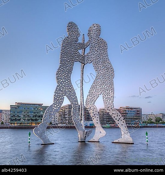 Sculpture Molecule Man by the artist Jonathan Borofsky, Spree, Friedrichshain, Berlin, Germany, Europe.