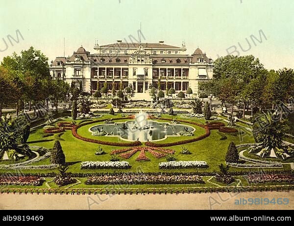 Casino and the Palmengarten; Frankfurt; Hesse; Germany; Historic; digitally restored reproduction of a photochrome print from the 1890s; Europe.