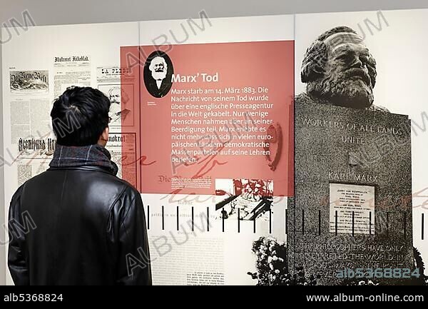 Death of Karl Marx, information board at the birthplace museum, Trier, Rhineland-Palatinate, Germany, Europe.