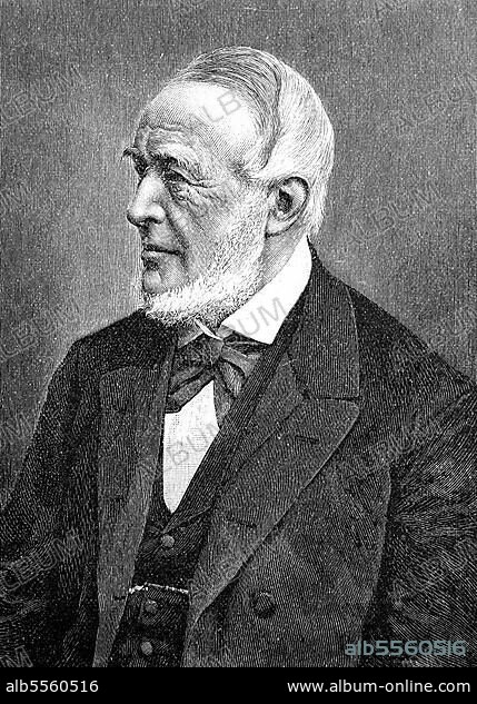 Heinrich Karl Ludolf Sybel, ab 1831 von Sybel, 2. Dezember 1817, 1. August 1895, ein deutscher Historiker, Archivar und Politiker, Historisch, digital restaurierte Reproduktion einer Originalvorlage aus dem 18. Jahrhundert, genaues Originaldatum nicht bekannt.