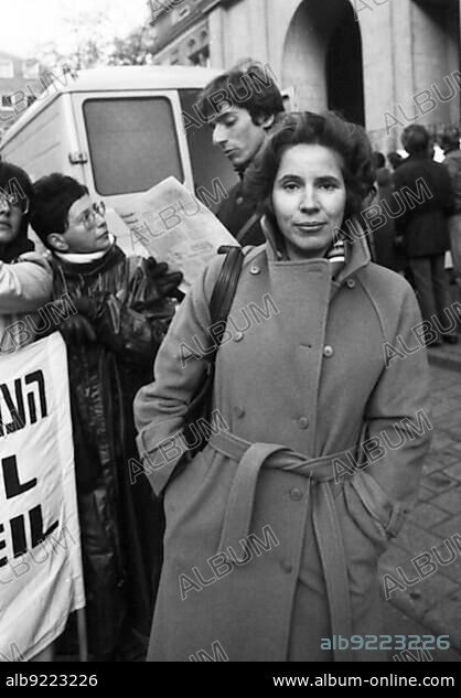 French Jews and German Nazi victims demonstrated for a conviction of the former Gestapo chief of Paris, Kurt Lischka, in front of the Regional Court in Cologne on 23 October 1979. Beate Klarsfeld Vorn, Germany, Europe.