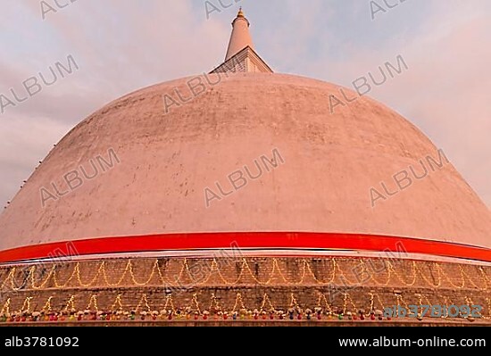 Ruvanvelisaya Dagoba during the Kapruka Pooja, festival, Anuradhapura, Sri Lanka, Asia.