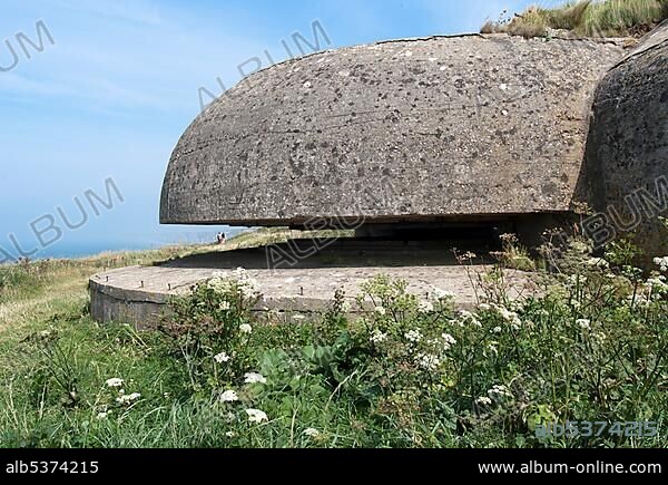 German bunker on top of the cliffs at Cape Fagnet, FÃ©camp, Alabaster Coast, Normandy, France, Europe.