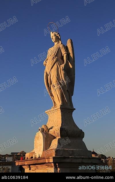 Angel San Rafael statue on Roman bridge Cordoba, Spain, Europe.