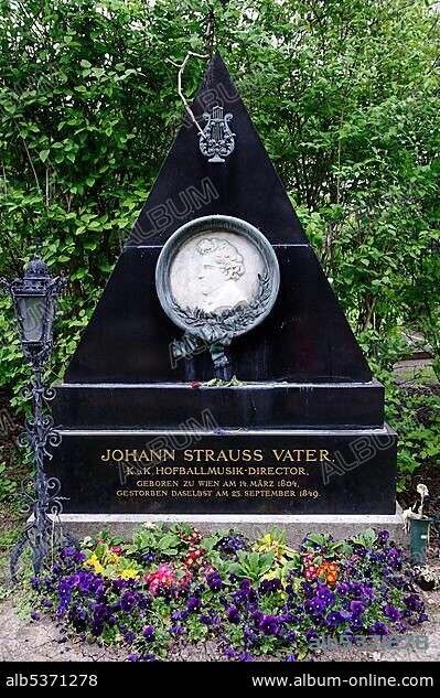 Grave of Johann Strauss, the Father, Wiener Zentralfriedhof, Vienna's central cemetery, honorary grave, Vienna, Austria, Europe.