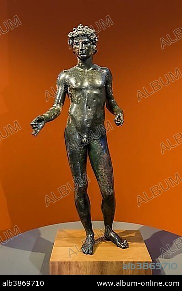 Bronze figure El Efebo de Antequera, Roman sculpture 1st century, Museo Municipal, Antequera, province of Malaga, Andalusia, Spain, Europe.