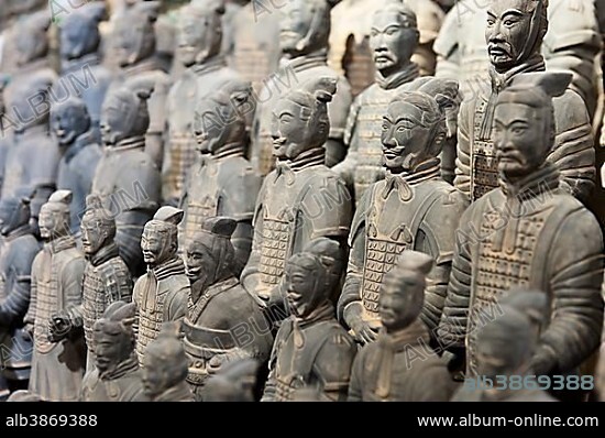Souvenirs, standing warriors, Emperor Qin Shi Huang Mausoleum, Terracotta Army, Xi'an, People's Republic of China.