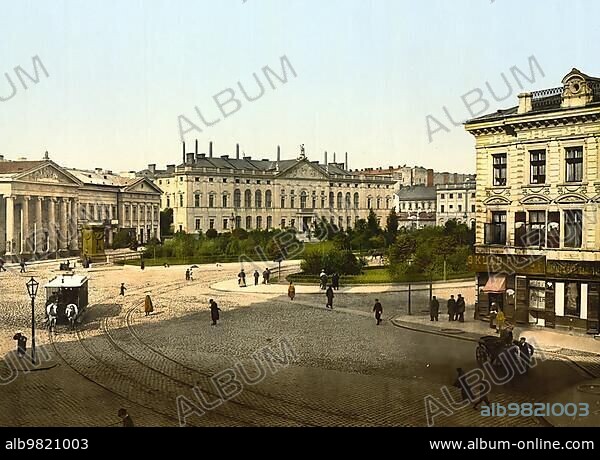 Krasinski Palace; also called Palace of the Republic; is a baroque palace in Warsaw; Poland; c. 1890; Historic; digitally enhanced reproduction of a photochrome print from 1895; Europe.