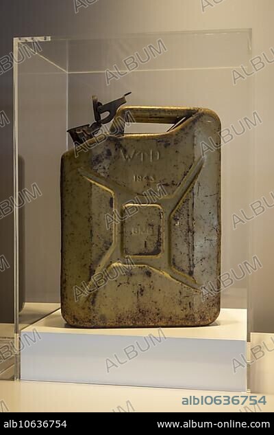 British 1943 copy of the German jerrycan Wehrmacht-Einheitskanister, container for 20 litres of fuel from World War Two.