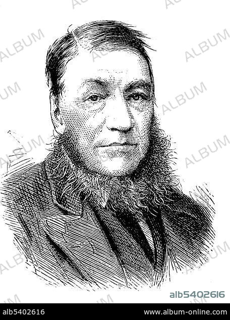 Paul Kruger, 1825-1904, President of the Transvaal Republic, historical illustration, circa 1886.