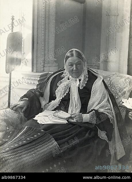 Florence Nightingale (12 May 1820 - 13 August 1910) was a British nurse, statistician, founder of modern Western nursing and influential reformer of sanitation and health care in Britain and British India, Historical, digitally restored reproduction of an original of the period.