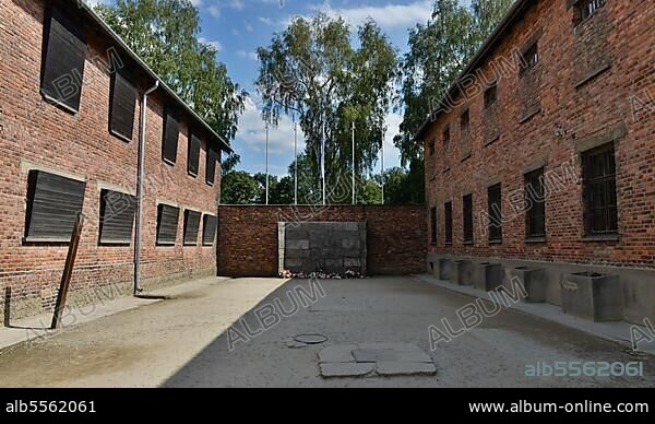 Black wall, shootings, Block 11, Stammlager I, concentration camp, Auschwitz-Birkenau, Auschwitz, Poland, Europe.