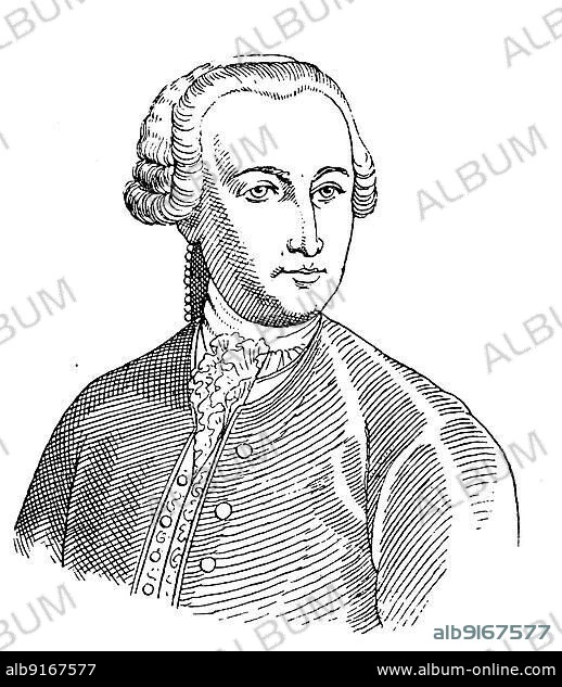 Perrücke ca. 1750, Professor Häberlein von Helmstädt, History of Fashion, History of Costume, Historical, digitally restored reproduction of a 19th century original, exact date unknown.