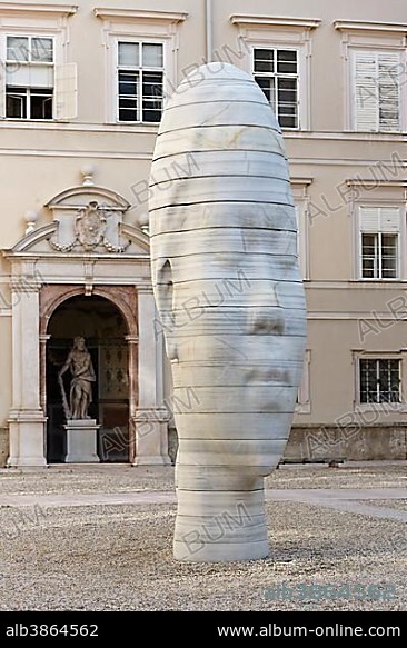 Marble sculpture "Awilda" by the Catalan artist Jaume Plensa, Dietrichsruh-Platz square of the University of Salzburg, Sigmund-Haffner-Gasse, Altstadt, Salzburg, Salzburg State, Austria, Europe.