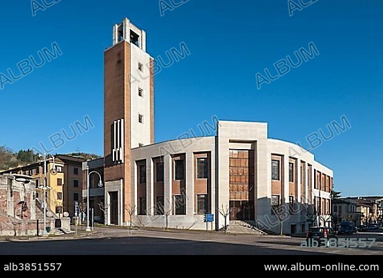Casa del Fascio, party headquarters of the fascists, Italian Rationalism, 1937, by architect Arnaldo Fuzzi, now a town hall, Predappio, Emilia-Romagna, Italy, Europe.