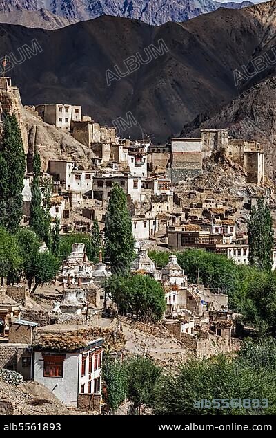 Lamayuru gompa Buddhist monastery and village in Himalayas. Ladakh, India, Asia.
