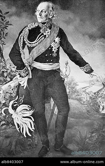 Johann David Ludwig Graf Yorck von Wartenburg, 26 September 1759, 4 October 1830, was a Prussian field marshal who was instrumental in the conversion of the Kingdom of Prussia from a French to a Russian alliance during the Sixth Coalition War, Historical, digitally restored reproduction of an original 19th century original.