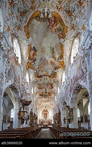 Former Collegiate Church of the Nativity of Mary, Rottenbuch, Pfaffenwinkel region, Upper Bavaria, Bavaria, Germany, Europe.