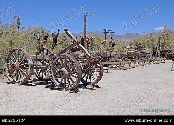 Historic mining equipment in the Borax Museum, Furnace Creek Museum, Death Valley National Park, California, USA, North America.