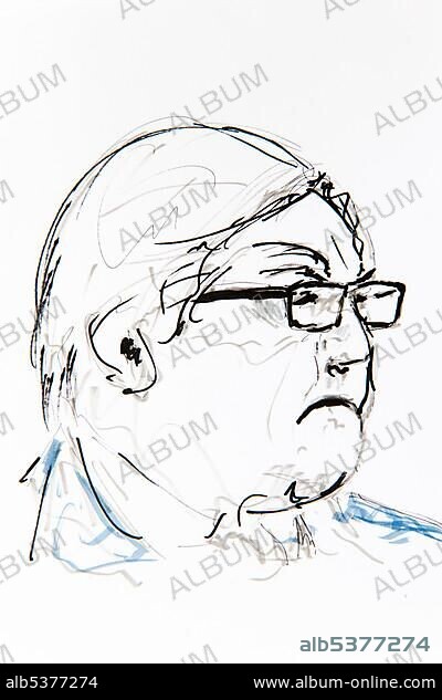 Frank Walter Steinmeier, SPD, Social Democratic Party of Germany, portrait, drawing, artist Gerhard Kraus, Kriftel, Germany, Europe.