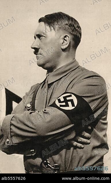 Adolf Hitler (* 20 April 1889 in Braunau am Inn) († 30 April 1945 Berlin), Leader of the Nazi Party, Reich Chancellor from 1933, also self-appointed "Fuehrer" and head of state of Germany.