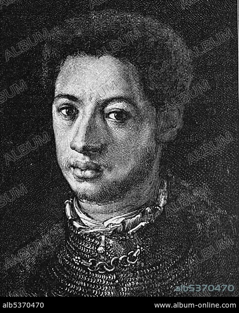 Alessandro de Medici, 1510 - 1537, also known as il Moro, The Moor, Duca della Citta di Penna and ruler of Florence from 1530 to 1537, Duke of Florence since 1532, wood engraving, about 1880.