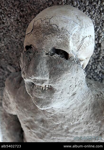 A victim of the ashfall, Garden of the Fugitives, Pompeii, Campania, Italy, Europe.