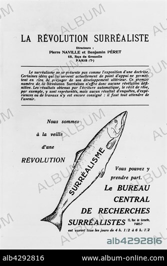 First issue of the magazine "La révolution surréaliste" (the surrealist revolution) (back of the page). December 1st, 1924. France. Paris, Bibliothèque Jean Doucet.