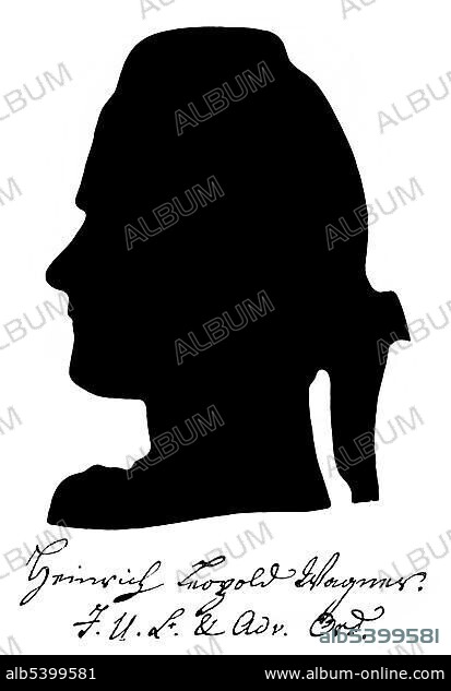 Historic print, silhouette, portrait of Heinrich Leopold Wagner, 1747 - 1779, a German writer, from Bildatlas zur Geschichte der Deutschen Nationalliteratur, an illustrated atlas by Gustav Koennecke, 1887.
