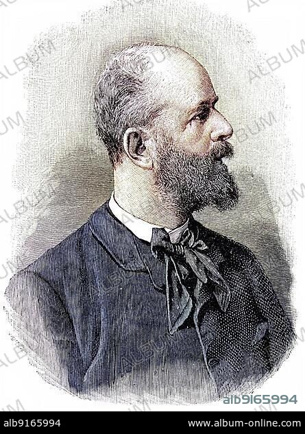 Arthur Gundaccar von Suttner, 21 February 1850, 10 December 1902, was an Austrian writer, Historical, digital reproduction of an original 19th-century original.