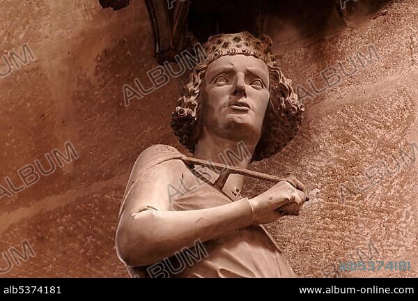 Head of the Bamberger Reiter, Bamberg rider, Bamberger Dom cathedral, Bamberg, Upper Franconia, Bavaria, Germany, Europe.
