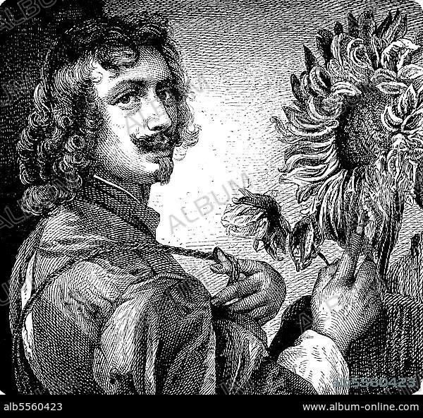 Sir Anthonis van Dyck, Antoon van Dyck, Anton van Dyck, Anthony van Dyck, 22. März 1599, 9. Dezember 1641, war ein flämischer Maler und Grafiker des flämischen Barocks, Historisch, digital restaurierte Reproduktion einer Originalvorlage aus dem 19. Jahrhundert.