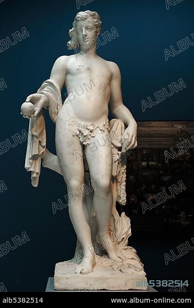 Marble sculpture of Paris by sculptor Gabriel de Grupello, 1644-1730, Germanic National Museum, Kartaeusergasse 1, Nuremberg, Middle Franconia, Bavaria, Germany, Europe.