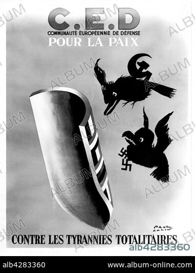 Paul Colin, Propaganda poster for the E.C.D. (European Community for the Defense, against totalitarian regimes). 1954. France. Private collection.