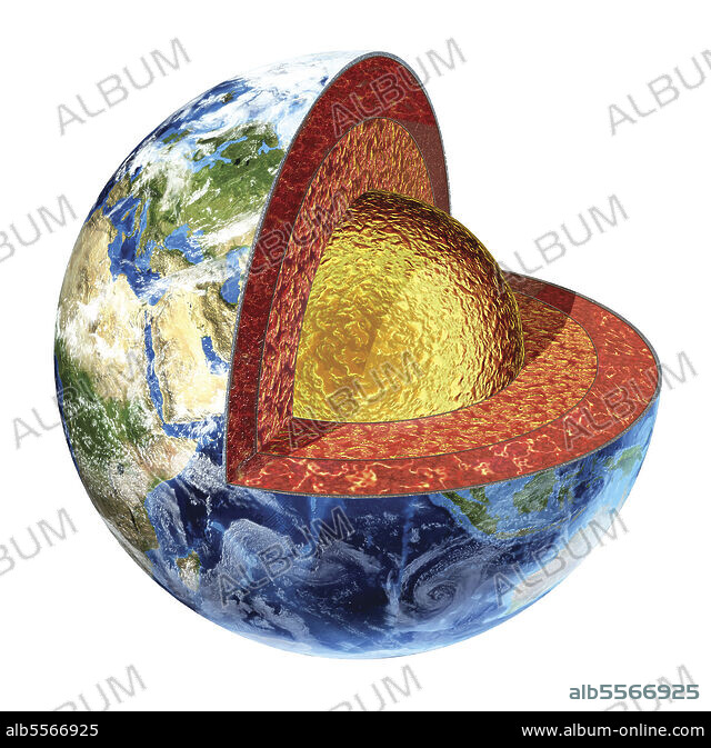 Cross section of planet Earth showing the outer core