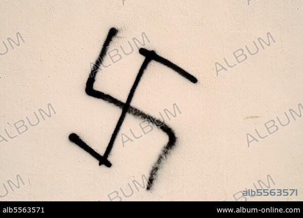 Swastika, house wall, wall, house, graffiti, Tricase, province of Lecce, Puglia, Italy, Europe.