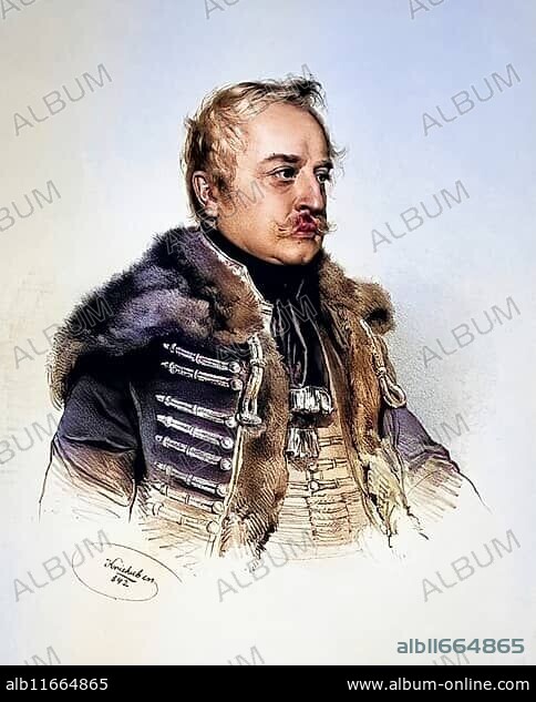 Josef Count Teleki of Szék (1790-1855), Hungarian statesman and historian. Gubernator of Transylvania, Historical, digitally restored reproduction from a 19th century original, Record date not stated.