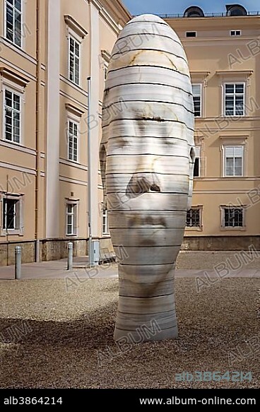 Marble sculpture Awilda, artist Jaume Plensa, courtyard of the university, Salzburg, Austria, Europe.