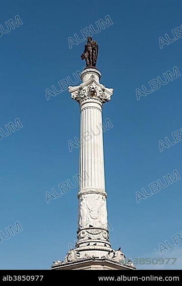 Column of Pedro IV, Rossio Square, Lisbon, Portugal, Europe.