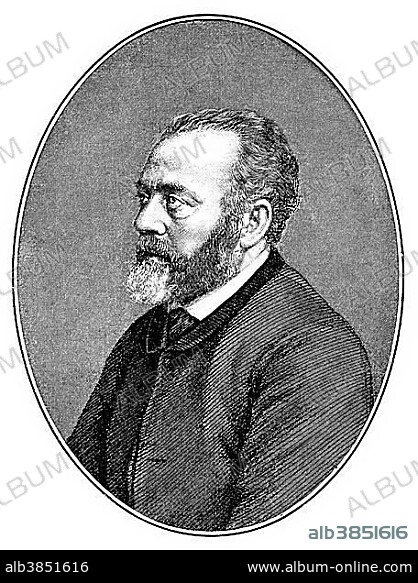 Historical print, portrait of Berthold Auerbach or Moses Baruch Auerbacher, 1812 - 1882, a German writer, from Bildatlas zur Geschichte der Deutschen Nationalliteratur, the Illustrated Atlas of the History of German National Literature, by Gustav Koennecke, 1887.