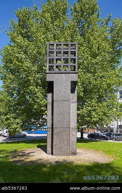 Munich Memorial for the Victims of Nazi-Dictature, by Andrew Sobeck, 1985, on Platz der Opfer des Nationalsozialismus, square for the victims of National Socialism in the historic district of Altstadt-Lehel, Munich, Bavaria, Germany, Europe.