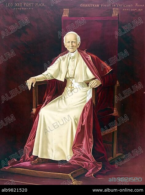 Leo XIII; Vincenzo Gioacchino Pecci (2 March 1810 - 20 July 1903 in Rome) was Pope of the Roman Catholic Church from 1878 to 1903; Historical; digitally restored reproduction from a 19th century original.