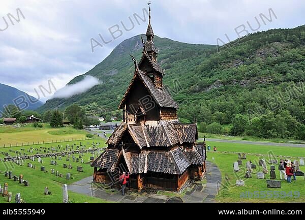 Borgund Stave Church, stavkirke, Borgund, Lärdal, Sogn og Fjordane, Norway, Europe.